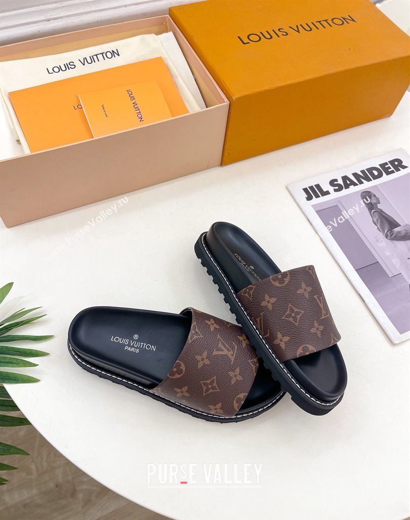 Louis Vuitton Monogram Canvas Flat Slide Sandals with Wide Strap 2024 0426 (MD-240426125)