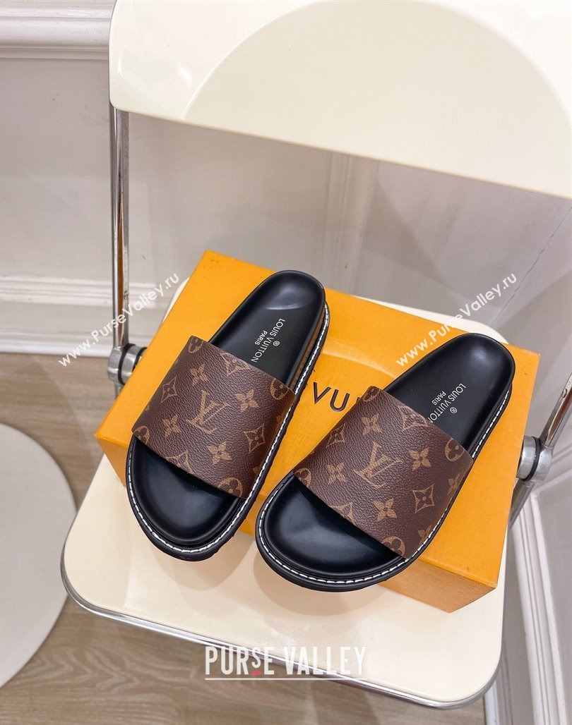 Louis Vuitton Monogram Canvas Flat Slide Sandals with Wide Strap 2024 0426 (MD-240426125)