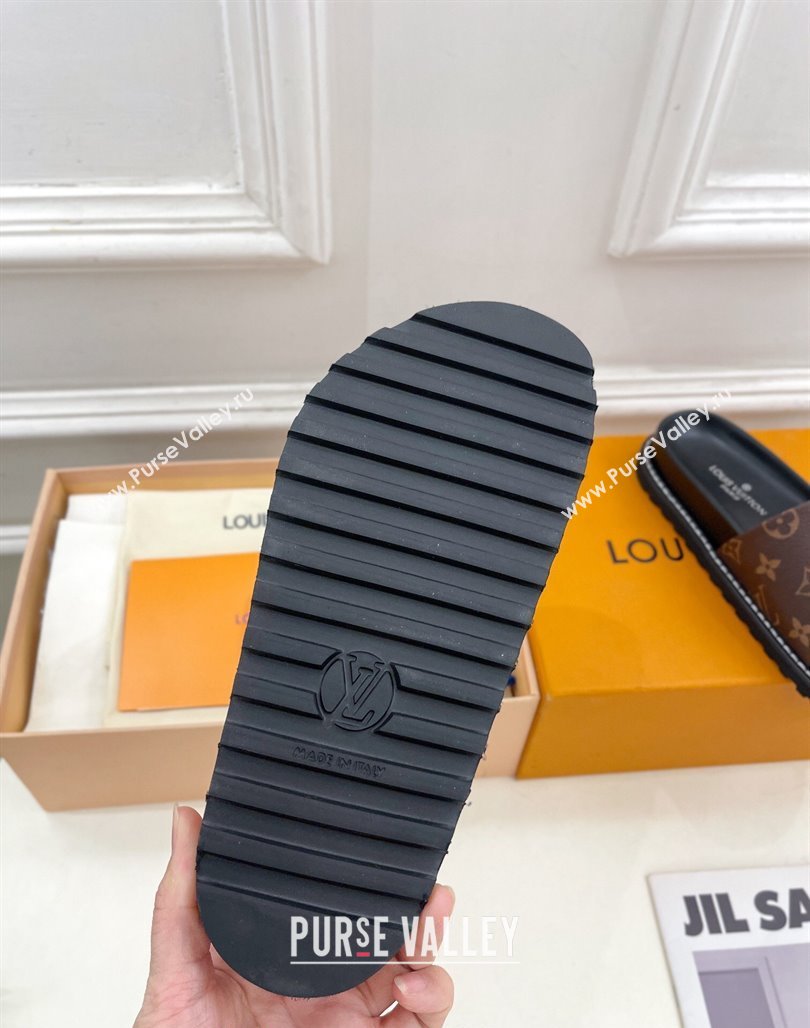 Louis Vuitton Monogram Canvas Flat Slide Sandals with Wide Strap 2024 0426 (MD-240426125)