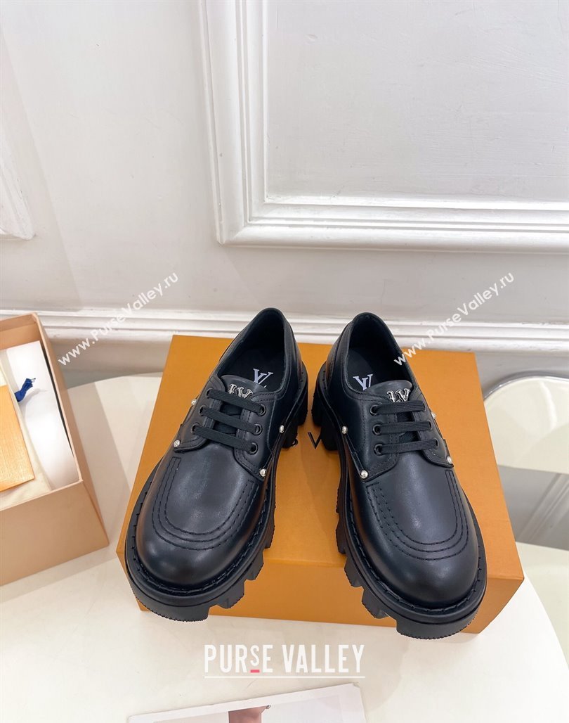 Louis Vuitton LV Checker Platform Derby Lace-ups in Black Calf Leather 2024 (MD-240426142)