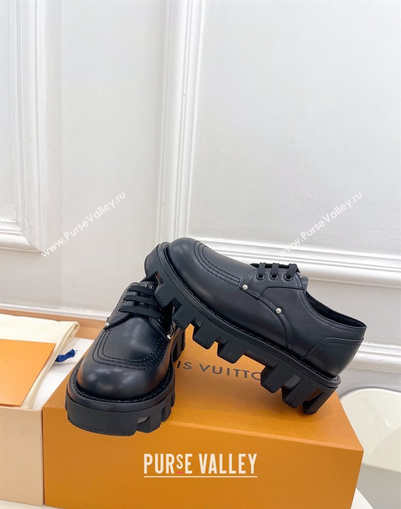 Louis Vuitton LV Checker Platform Derby Lace-ups in Black Calf Leather 2024 (MD-240426142)