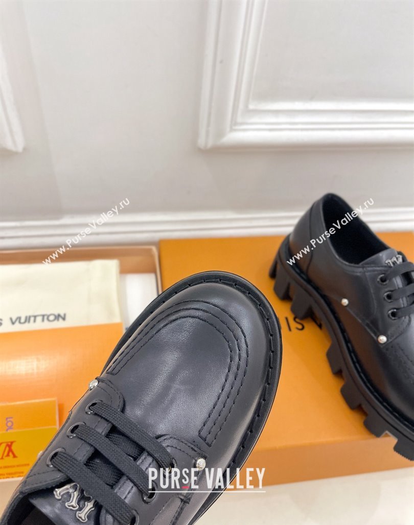 Louis Vuitton LV Checker Platform Derby Lace-ups in Black Calf Leather 2024 (MD-240426142)