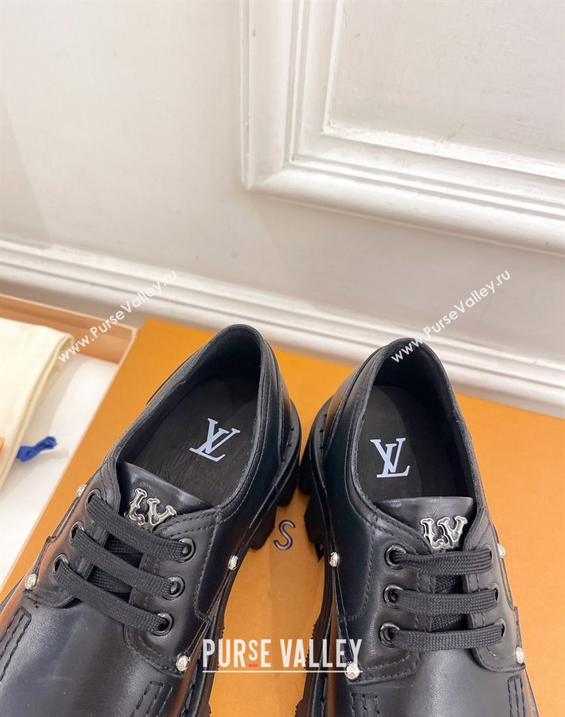 Louis Vuitton LV Checker Platform Derby Lace-ups in Black Calf Leather 2024 (MD-240426142)