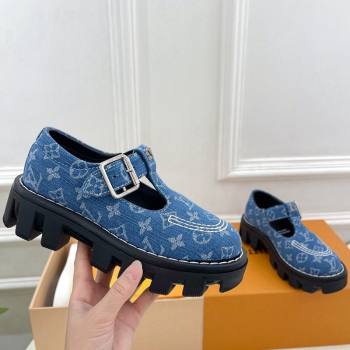 Louis Vuitton LV Checker Platform Mary Janes in Monogram Blue Denim 2024 (MD-240426143)