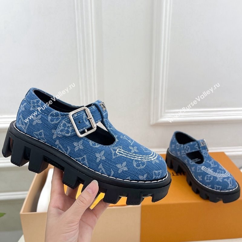 Louis Vuitton LV Checker Platform Mary Janes in Monogram Blue Denim 2024 (MD-240426143)