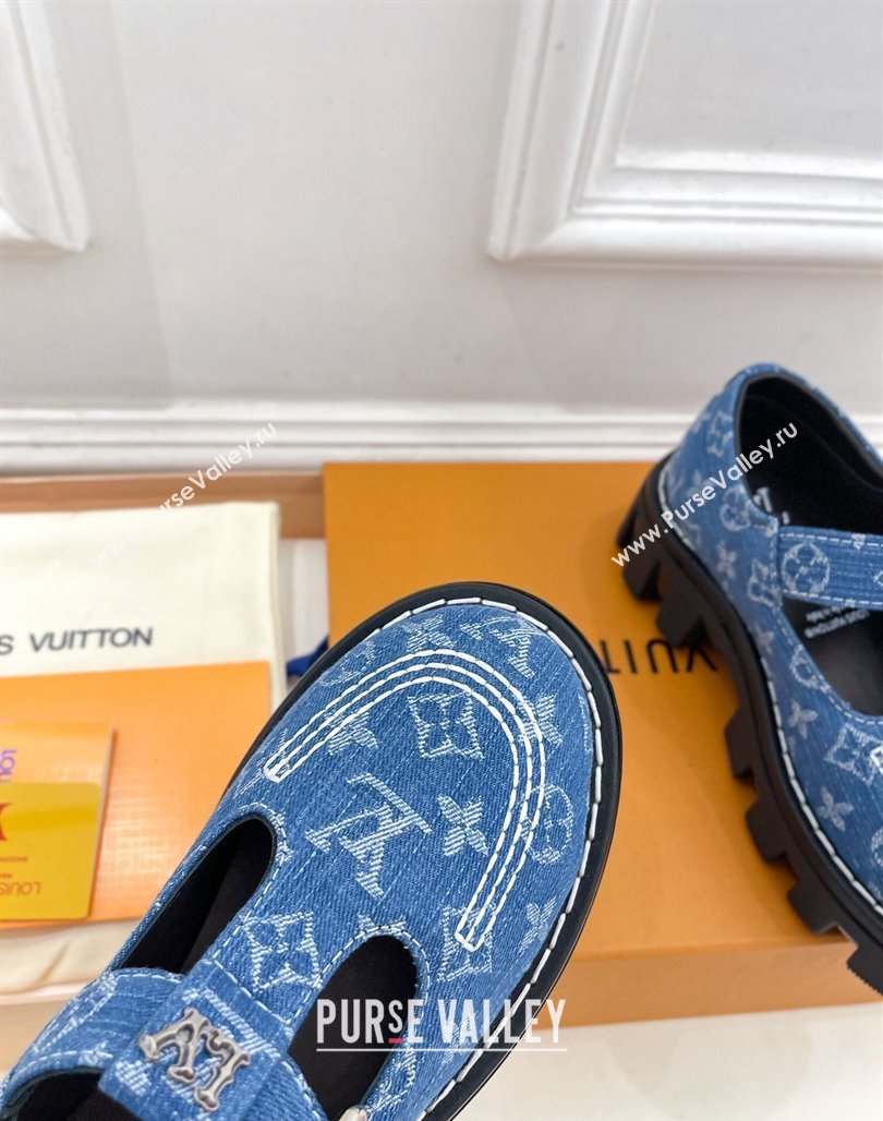 Louis Vuitton LV Checker Platform Mary Janes in Monogram Blue Denim 2024 (MD-240426143)