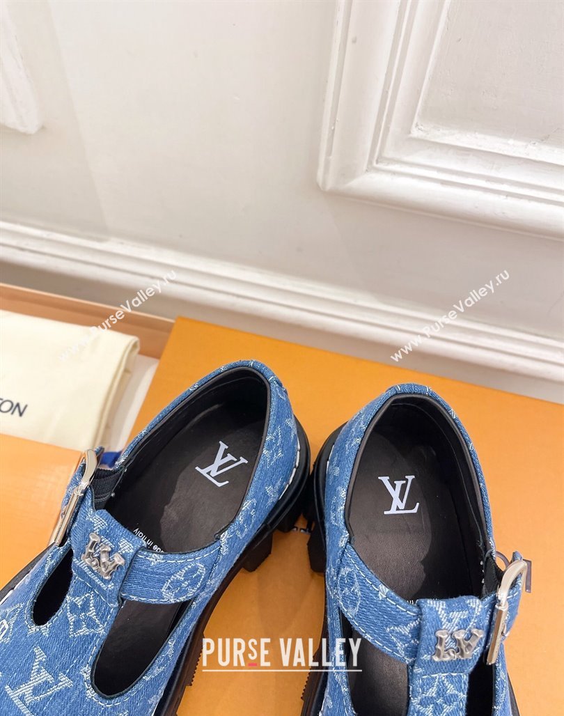 Louis Vuitton LV Checker Platform Mary Janes in Monogram Blue Denim 2024 (MD-240426143)