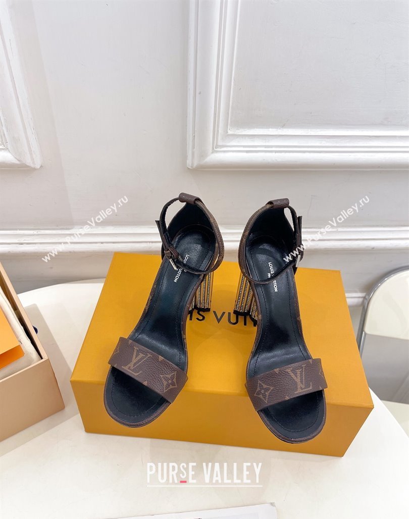 Louis Vuitton Silhouette High Heel Sandals 10cm with Crystals Monogram Canvas 2024 (MD-240426182)