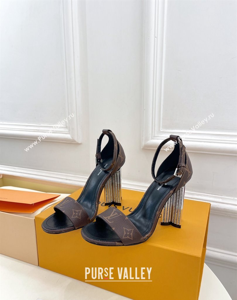 Louis Vuitton Silhouette High Heel Sandals 10cm with Crystals Monogram Canvas 2024 (MD-240426182)