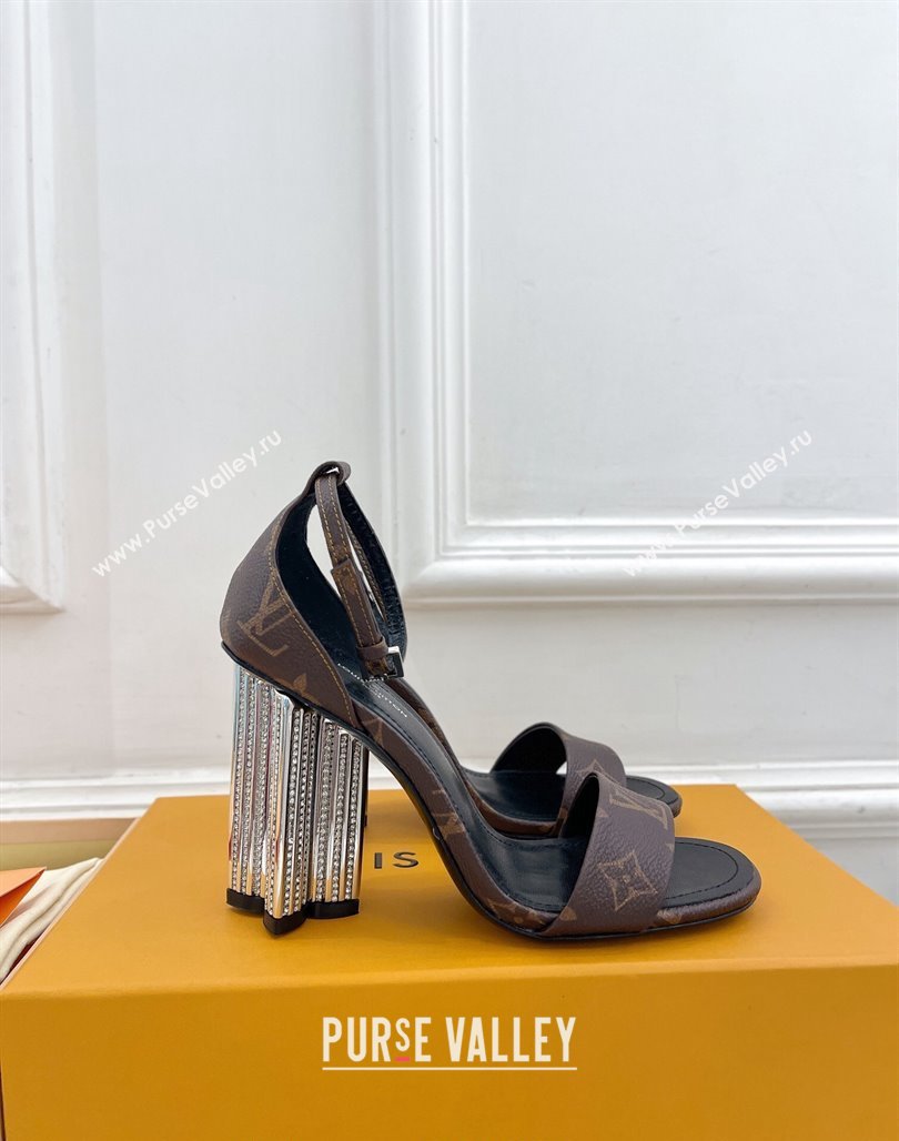 Louis Vuitton Silhouette High Heel Sandals 10cm with Crystals Monogram Canvas 2024 (MD-240426182)