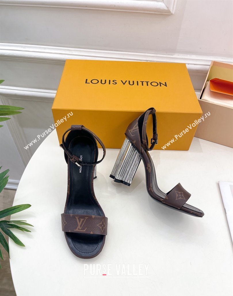 Louis Vuitton Silhouette High Heel Sandals 10cm with Crystals Monogram Canvas 2024 (MD-240426182)