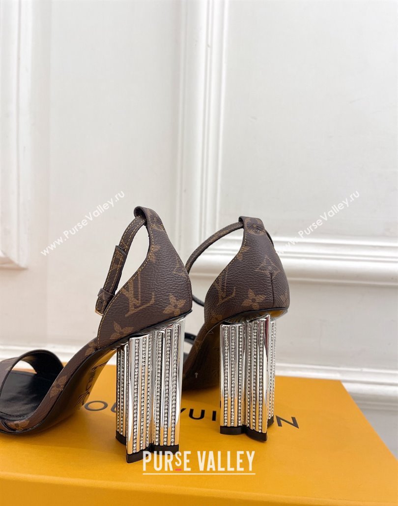 Louis Vuitton Silhouette High Heel Sandals 10cm with Crystals Monogram Canvas 2024 (MD-240426182)