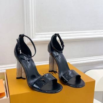 Louis Vuitton Silhouette Patent Leather High Heel Sandals 10cm with Crystals Black 2024 (MD-240426184)