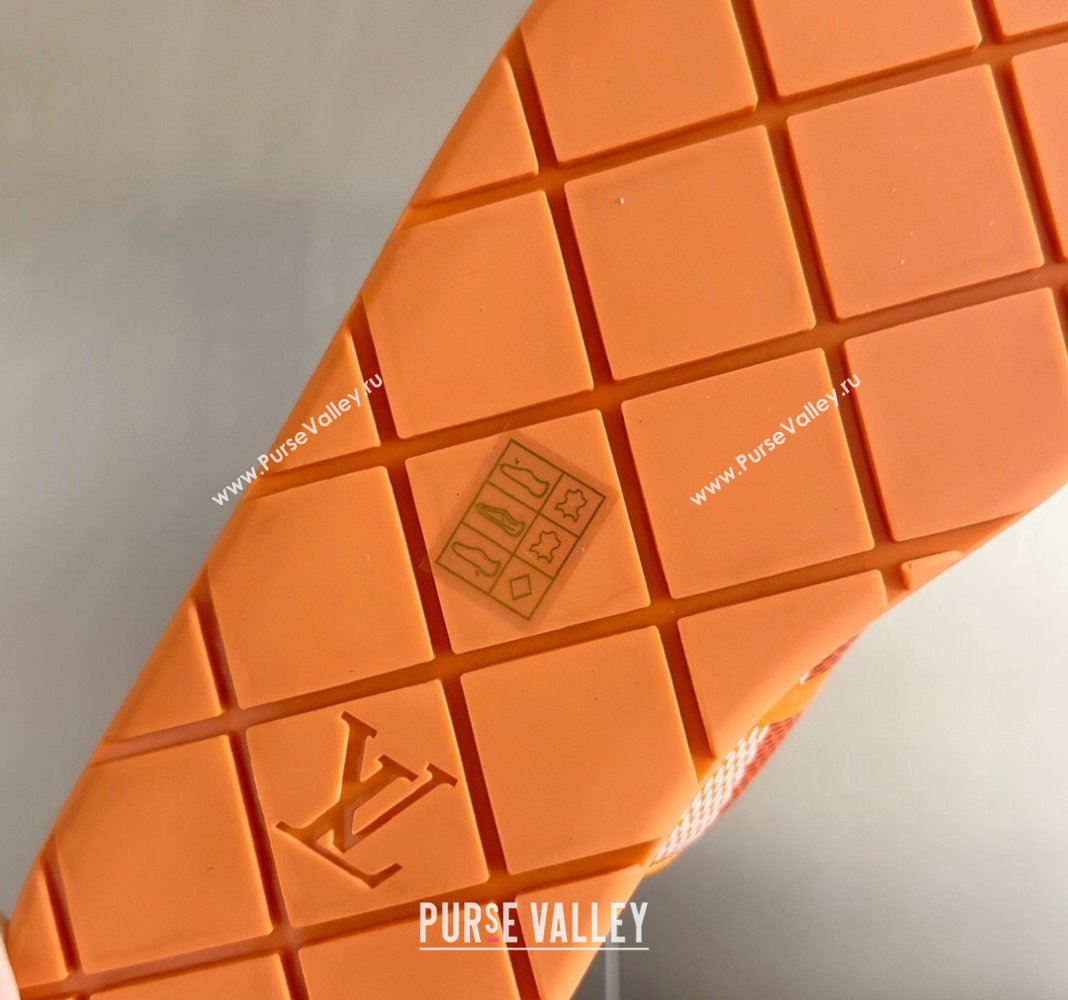 Louis Vuitton Mens LV Venice Flat Slide Sandals in Damier Leather Orange 2024 (SS-240426100)