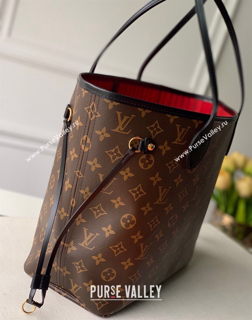 Louis Vuitton Classic Neverfull MM Tote Bag M48228 Monogram Canvas/Red/Black 2024 (KI-240520103)