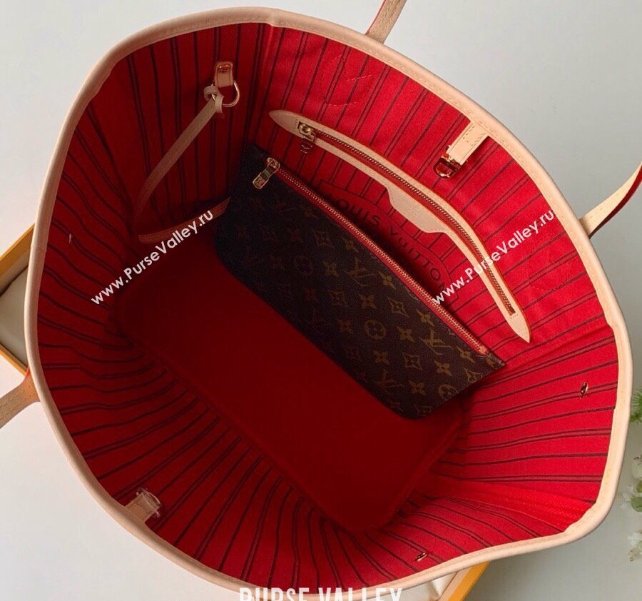 Louis Vuitton Classic Neverfull MM Tote Bag M41177 Monogram Canvas/Red/Nude 2024 (KI-240520105)