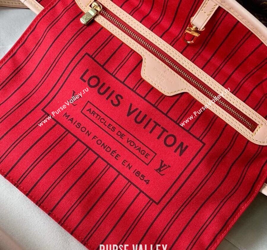 Louis Vuitton Classic Neverfull MM Tote Bag M41177 Monogram Canvas/Red/Nude 2024 (KI-240520105)