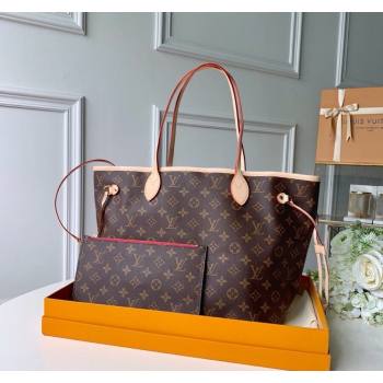 Louis Vuitton Classic Neverfull MM Tote Bag M41178 Monogram Canvas/Fuchsia Pink 2024 (KI-240520106)