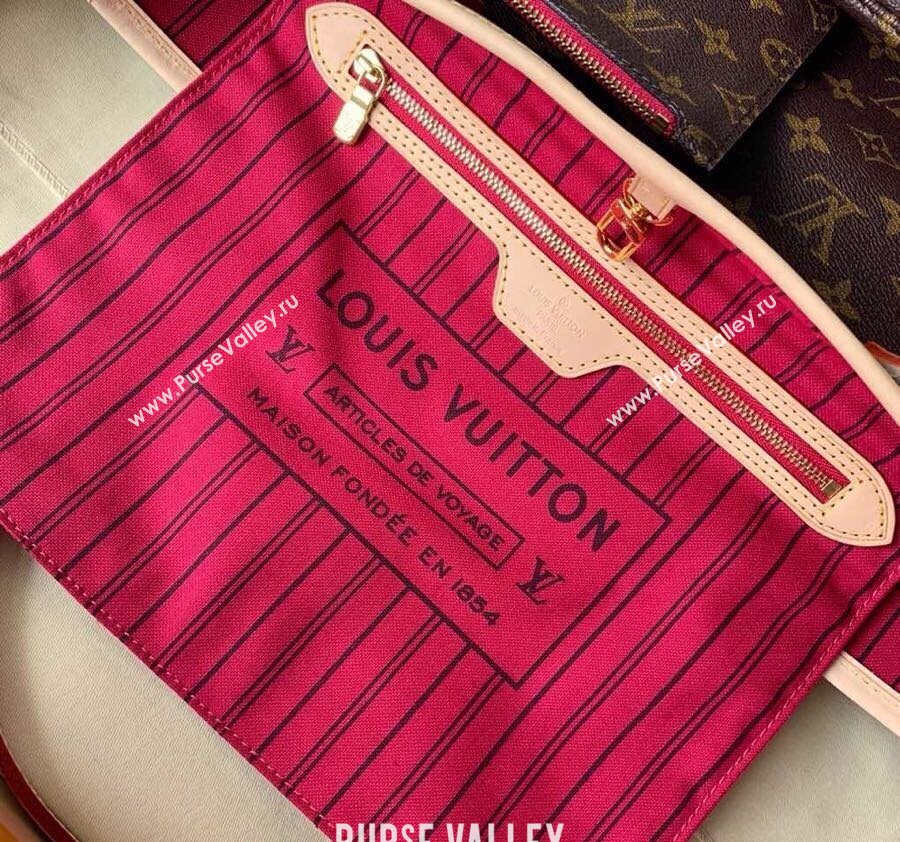 Louis Vuitton Classic Neverfull MM Tote Bag M41178 Monogram Canvas/Fuchsia Pink 2024 (KI-240520106)