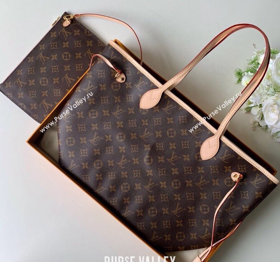 Louis Vuitton Classic Neverfull MM Tote Bag M50366 Monogram Canvas/Light Pink 2024 (KI-240520107)