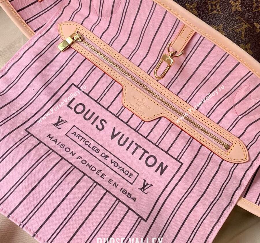 Louis Vuitton Classic Neverfull MM Tote Bag M50366 Monogram Canvas/Light Pink 2024 (KI-240520107)