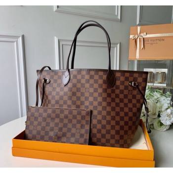 Louis Vuitton Classic Neverfull MM Tote Bag N41358 Damier Ebene Canvas/Red 2024 (KI-240520108)