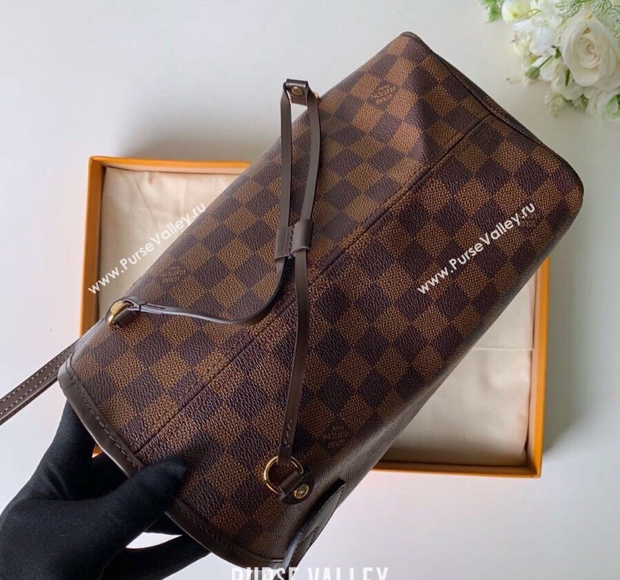 Louis Vuitton Classic Neverfull MM Tote Bag N41358 Damier Ebene Canvas/Red 2024 (KI-240520108)