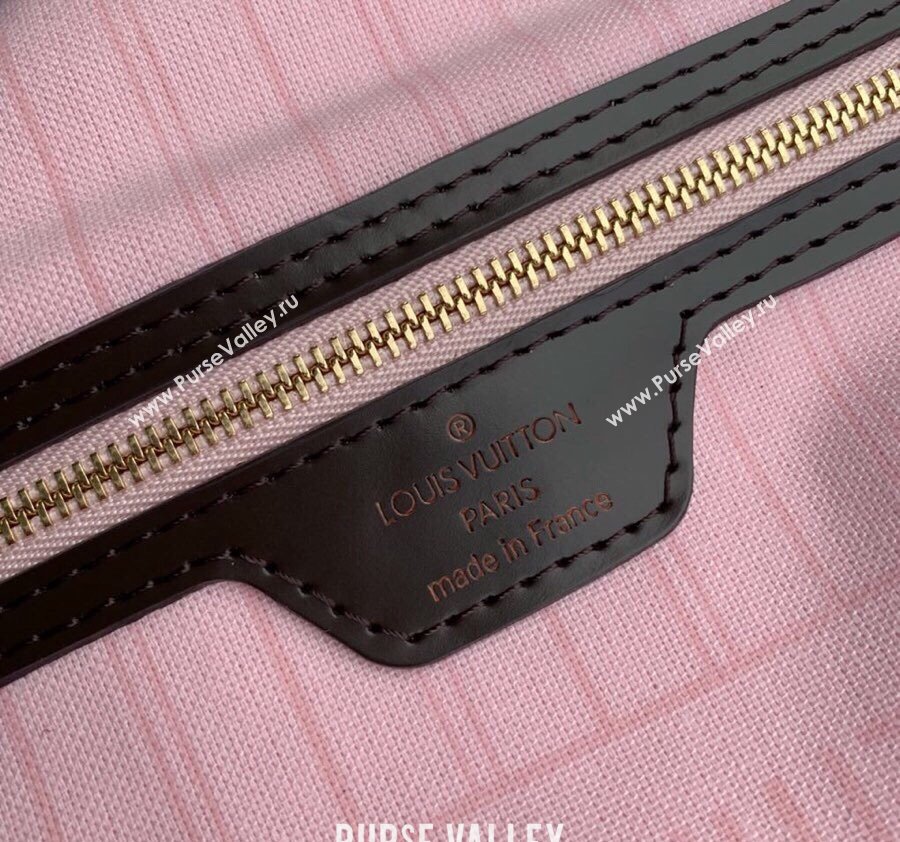 Louis Vuitton Classic Neverfull MM Tote Bag N41603 Damier Ebene Canvas/Light Pink 2024 (KI-240520109)