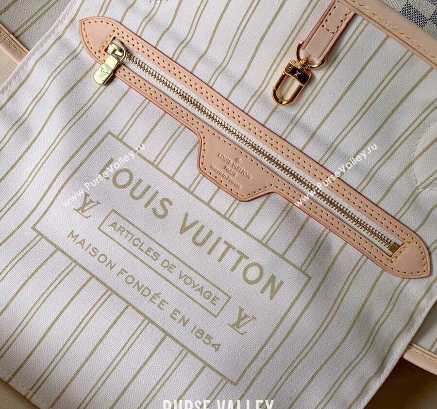 Louis Vuitton Classic Neverfull MM Tote Bag N41361 Damier Azur Canvas/White 2024 (KI-240520110)