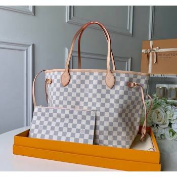 Louis Vuitton Classic Neverfull MM Tote Bag N41605 Damier Azur Canvas/Light Pink 2024 (KI-240520111)