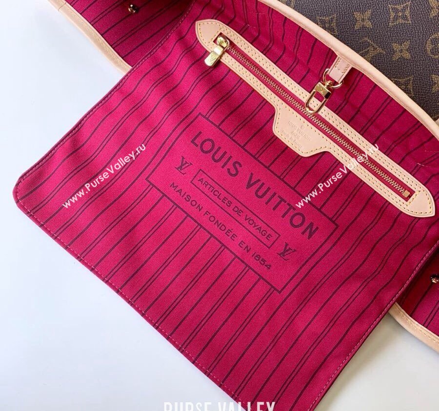 Louis Vuitton Classic Neverfull GM Tote Bag M41180 Monogram Canvas/Fuchsia Pink 2024 (KI-240520114)