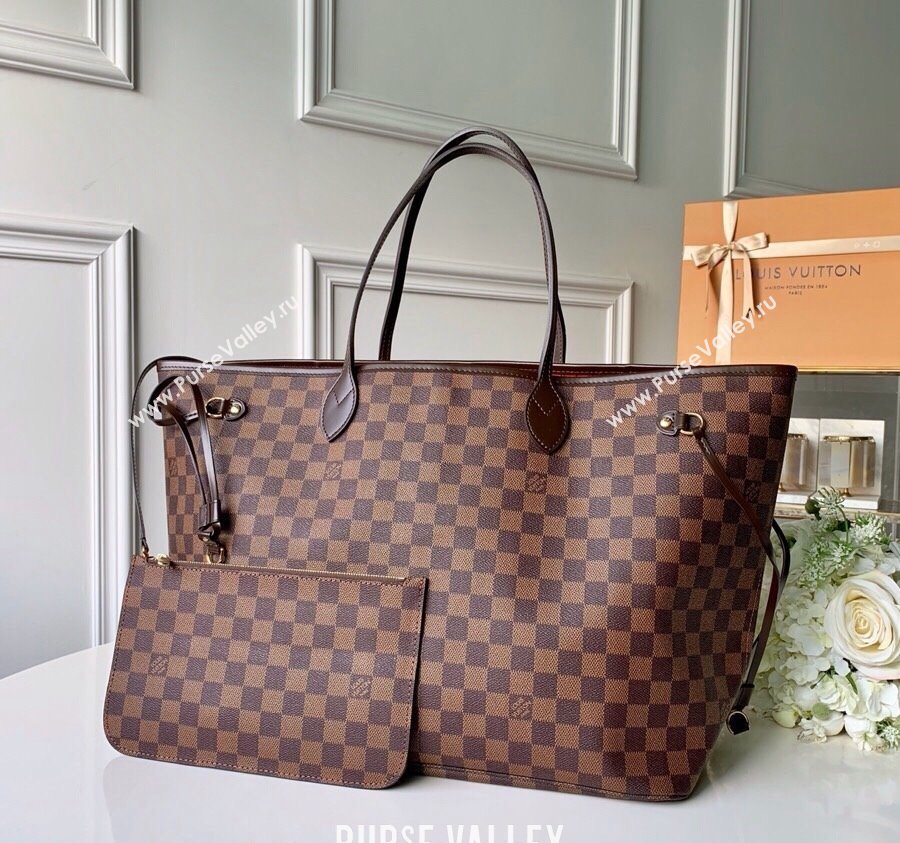 Louis Vuitton Classic Neverfull GM Tote Bag N41357 Damier Ebene Canvas/Red 2024 (KI-240520115)