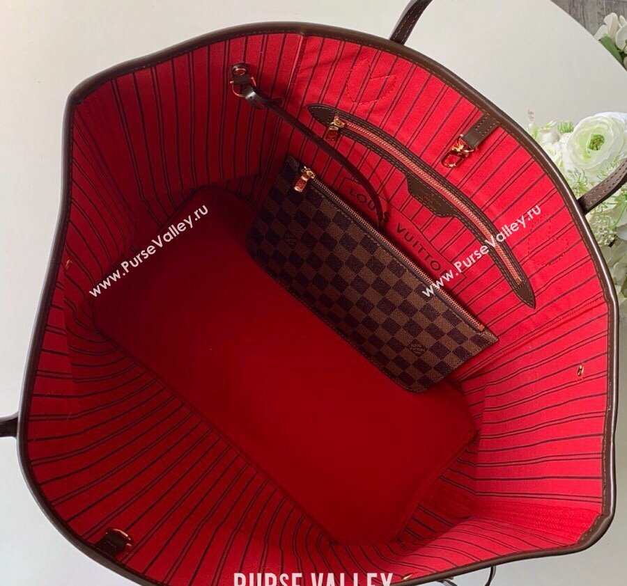 Louis Vuitton Classic Neverfull GM Tote Bag N41357 Damier Ebene Canvas/Red 2024 (KI-240520115)