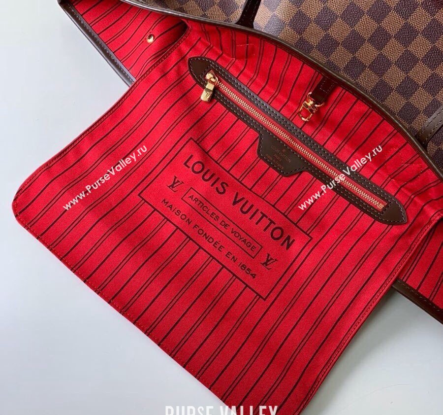 Louis Vuitton Classic Neverfull GM Tote Bag N41357 Damier Ebene Canvas/Red 2024 (KI-240520115)