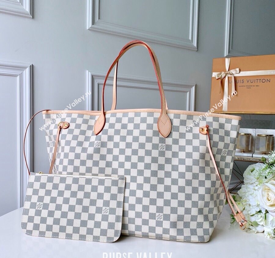 Louis Vuitton Classic Neverfull GM Tote Bag N41360 Damier Azur Canvas/White 2024 (KI-240520116)