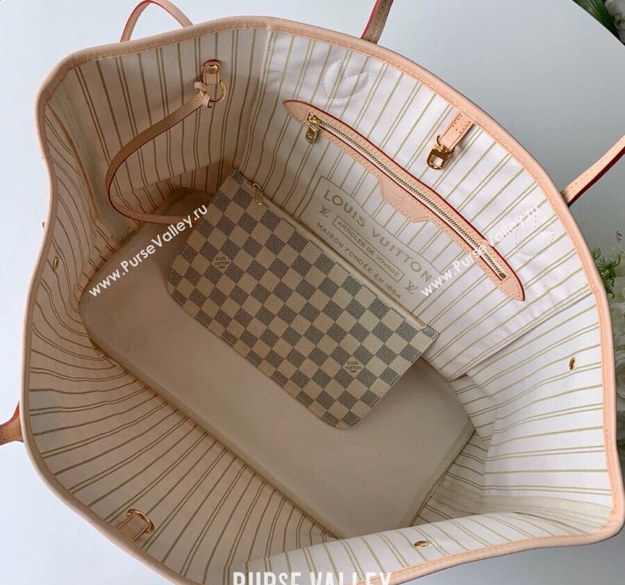 Louis Vuitton Classic Neverfull GM Tote Bag N41360 Damier Azur Canvas/White 2024 (KI-240520116)