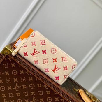 Louis Vuitton Zippy Wallet in Sunrise Aquarelle Monogram Empreinte Leather M83505 Cream White 2024 (KI-240521008)
