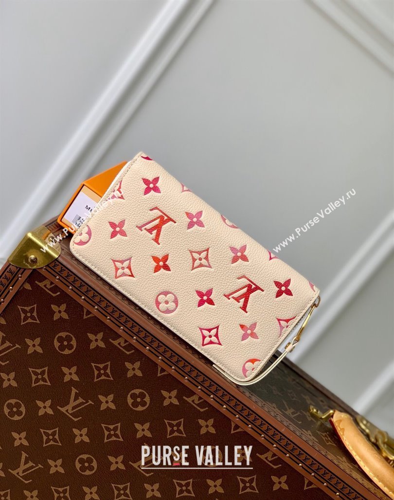 Louis Vuitton Zippy Wallet in Sunrise Aquarelle Monogram Empreinte Leather M83505 Cream White 2024 (KI-240521008)