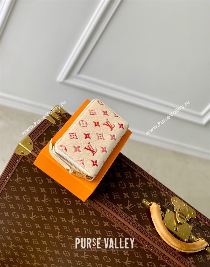 Louis Vuitton Zippy Wallet in Sunrise Aquarelle Monogram Empreinte Leather M83505 Cream White 2024 (KI-240521008)