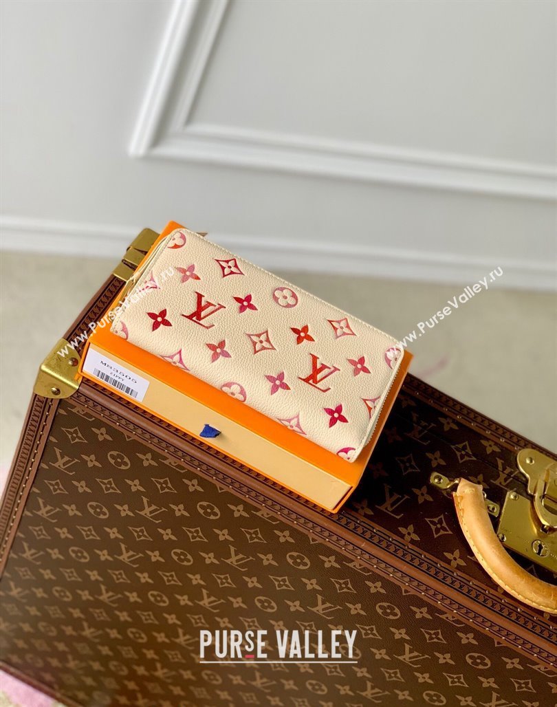 Louis Vuitton Zippy Wallet in Sunrise Aquarelle Monogram Empreinte Leather M83505 Cream White 2024 (KI-240521008)