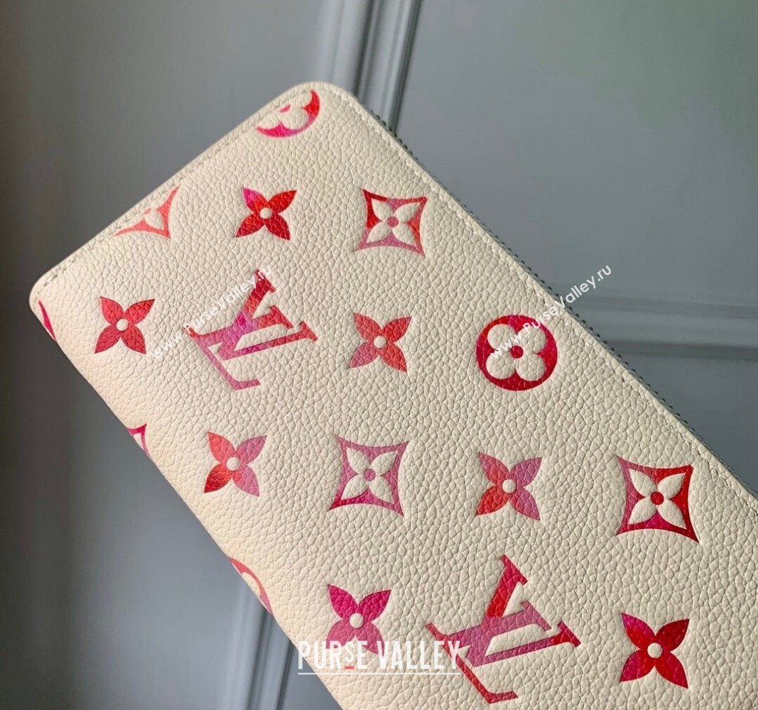 Louis Vuitton Zippy Wallet in Sunrise Aquarelle Monogram Empreinte Leather M83505 Cream White 2024 (KI-240521008)