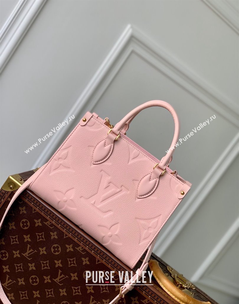 Louis Vuitton Onthego PM Tote Bag in Opal Pink Monogram Empreinte Leather M47135 2024 (KI-240521013)