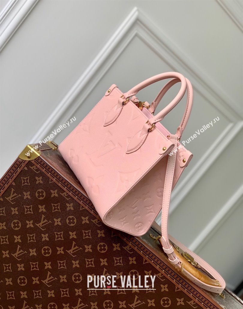 Louis Vuitton Onthego PM Tote Bag in Opal Pink Monogram Empreinte Leather M47135 2024 (KI-240521013)