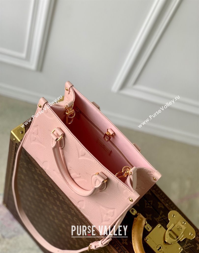 Louis Vuitton Onthego PM Tote Bag in Opal Pink Monogram Empreinte Leather M47135 2024 (KI-240521013)