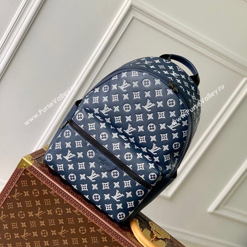 Louis Vuitton Discovery Backpack bag in Monogram Shadow Calfskin M24760 Ink Blue/White 2024 (KI-240520025)