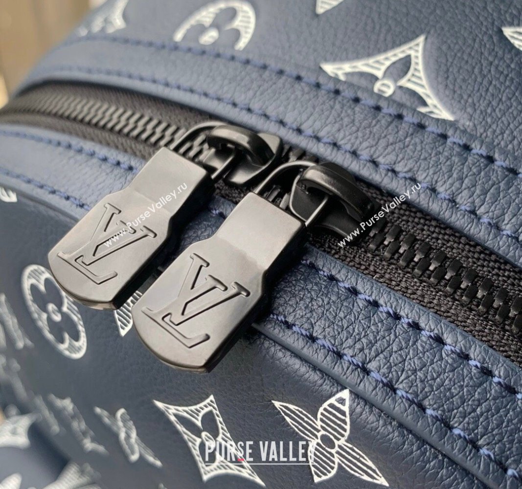 Louis Vuitton Discovery Backpack bag in Monogram Shadow Calfskin M24760 Ink Blue/White 2024 (KI-240520025)