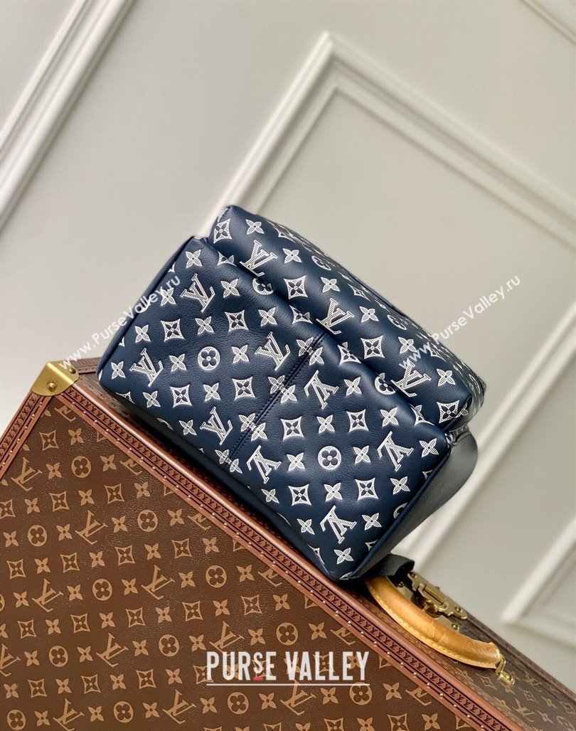 Louis Vuitton Discovery Backpack bag in Monogram Shadow Calfskin M24760 Ink Blue/White 2024 (KI-240520025)