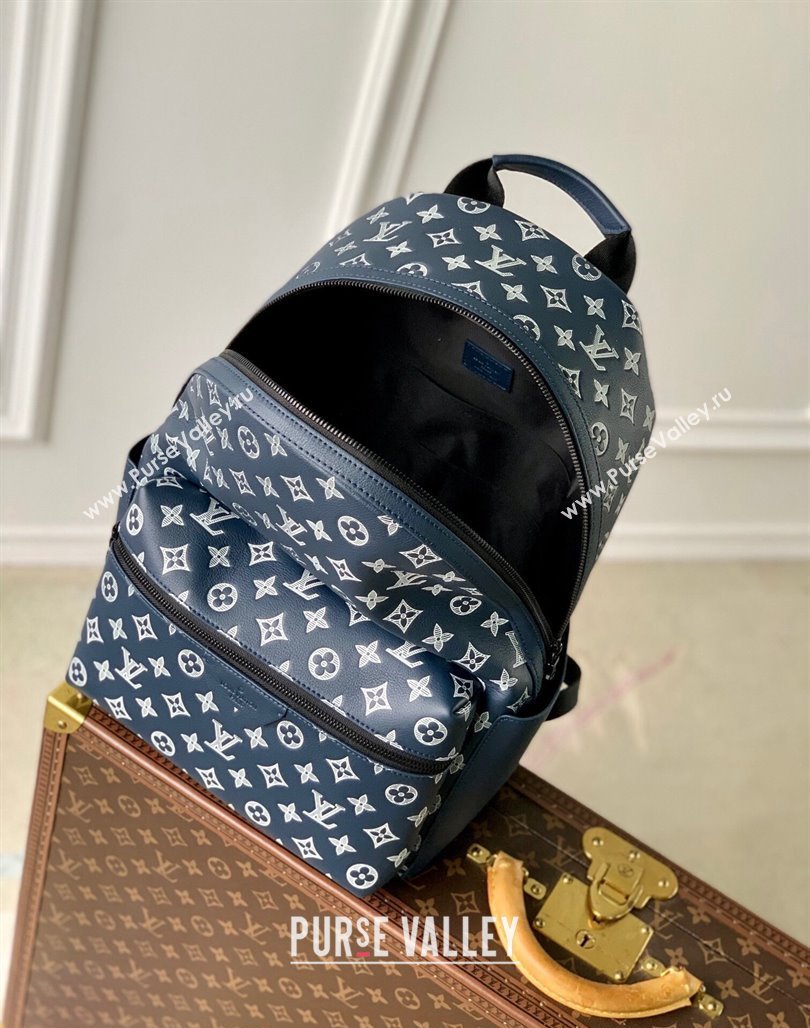 Louis Vuitton Discovery Backpack bag in Monogram Shadow Calfskin M24760 Ink Blue/White 2024 (KI-240520025)