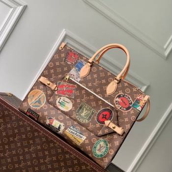 Louis Vuitton OnTheGo Voyage Tote bag in Monogram Canvas with Vintage Hotel Labels M47147 2024 (KI-240521019)