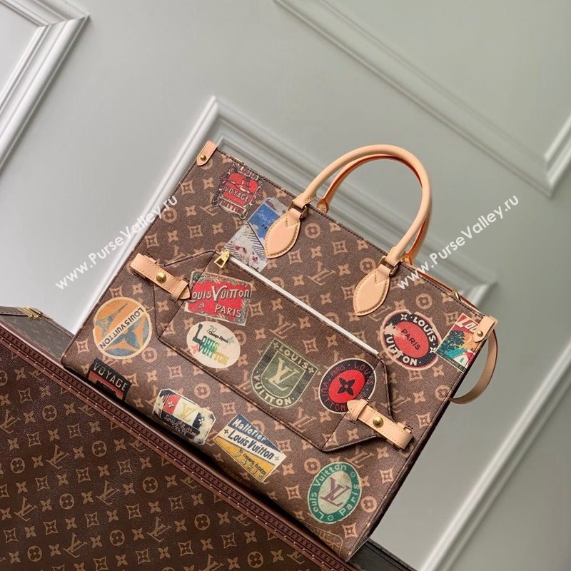 Louis Vuitton OnTheGo Voyage Tote bag in Monogram Canvas with Vintage Hotel Labels M47147 2024 (KI-240521019)